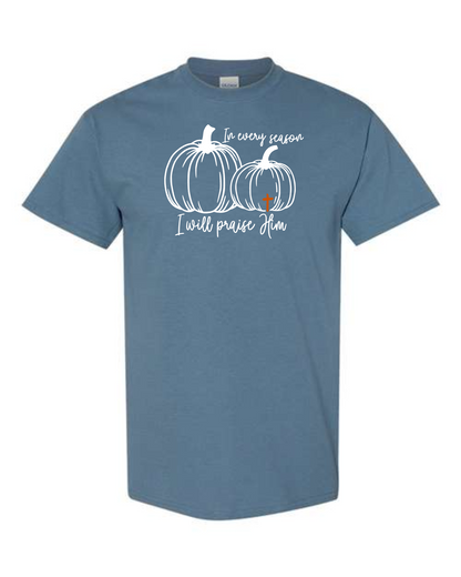 T-shirt Crew Neck Cotton, Fall Praise Him