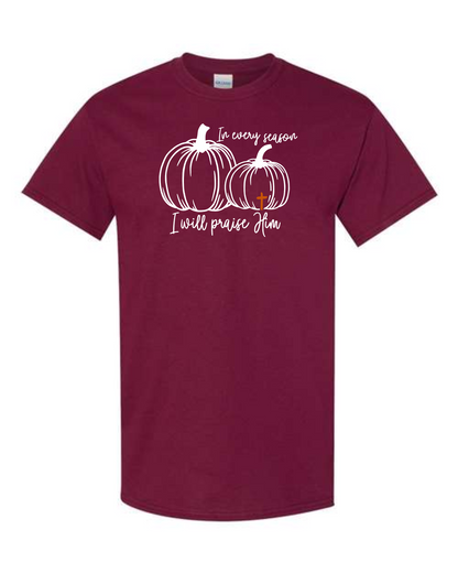 T-shirt Crew Neck Cotton, Fall Praise Him
