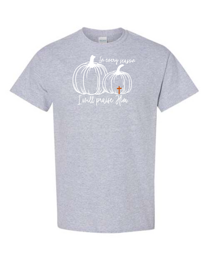 T-shirt Crew Neck Cotton, Fall Praise Him